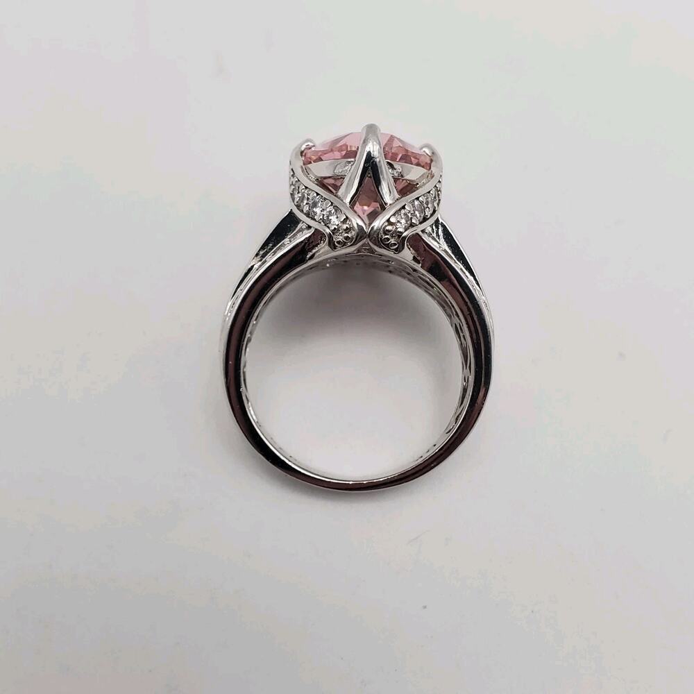 DK Sterling Silver 925 Pink Kunzite & Clear CZ Stone Ring - Size 7 - Picture 8 of 14